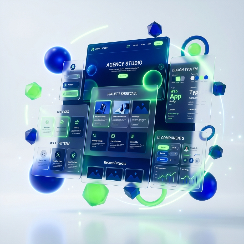 Diseño web premium 3D abstracto